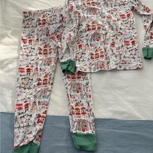 Holiday-Themed Kids Pajama Set with Green Accents